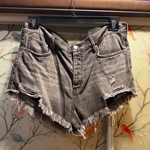 We The Free Distressed Black Denim Shorts